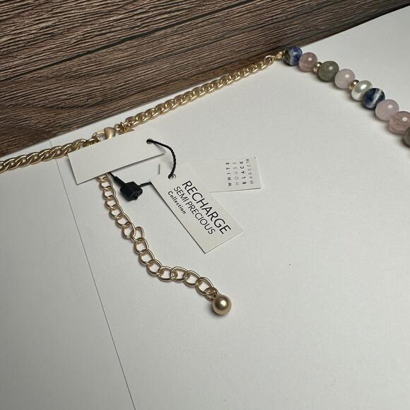 White House Black Market Semi Precious Beaded Tassel Y Drop Necklace NWT $70 - Picture 4 of 10